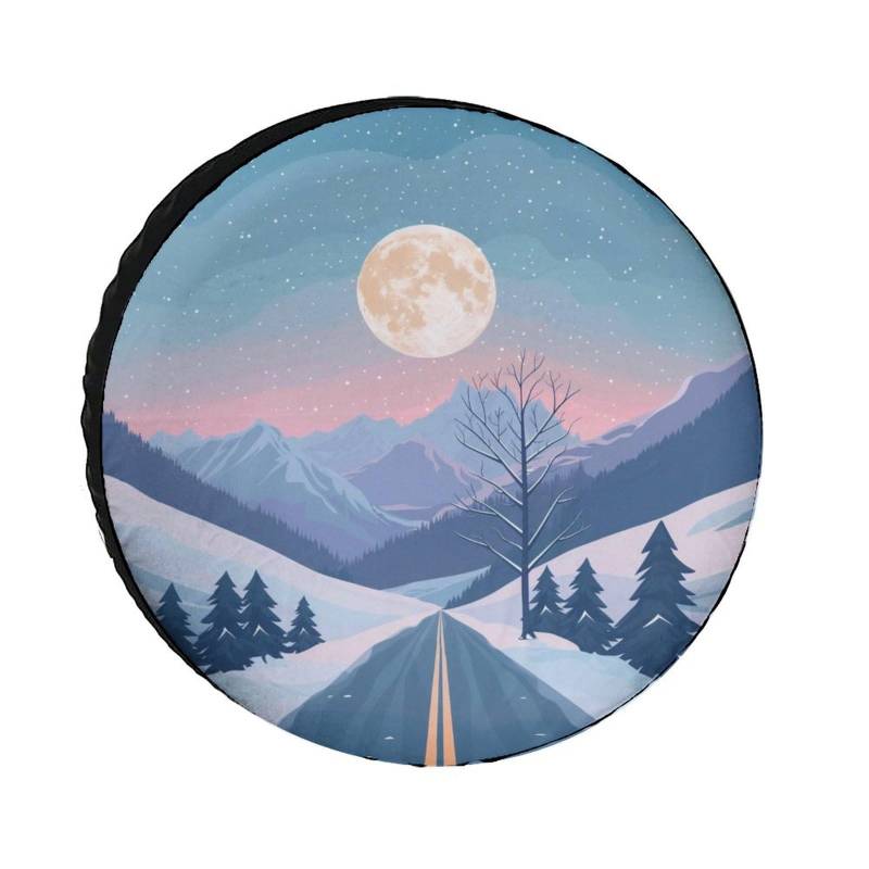 Snow Mountain Highway Moon Reifenabdeckungen Radabdeckungen Schutzfolien Universal Fit RV SUV LKW Anhänger Zubehör von SMAZDFXX