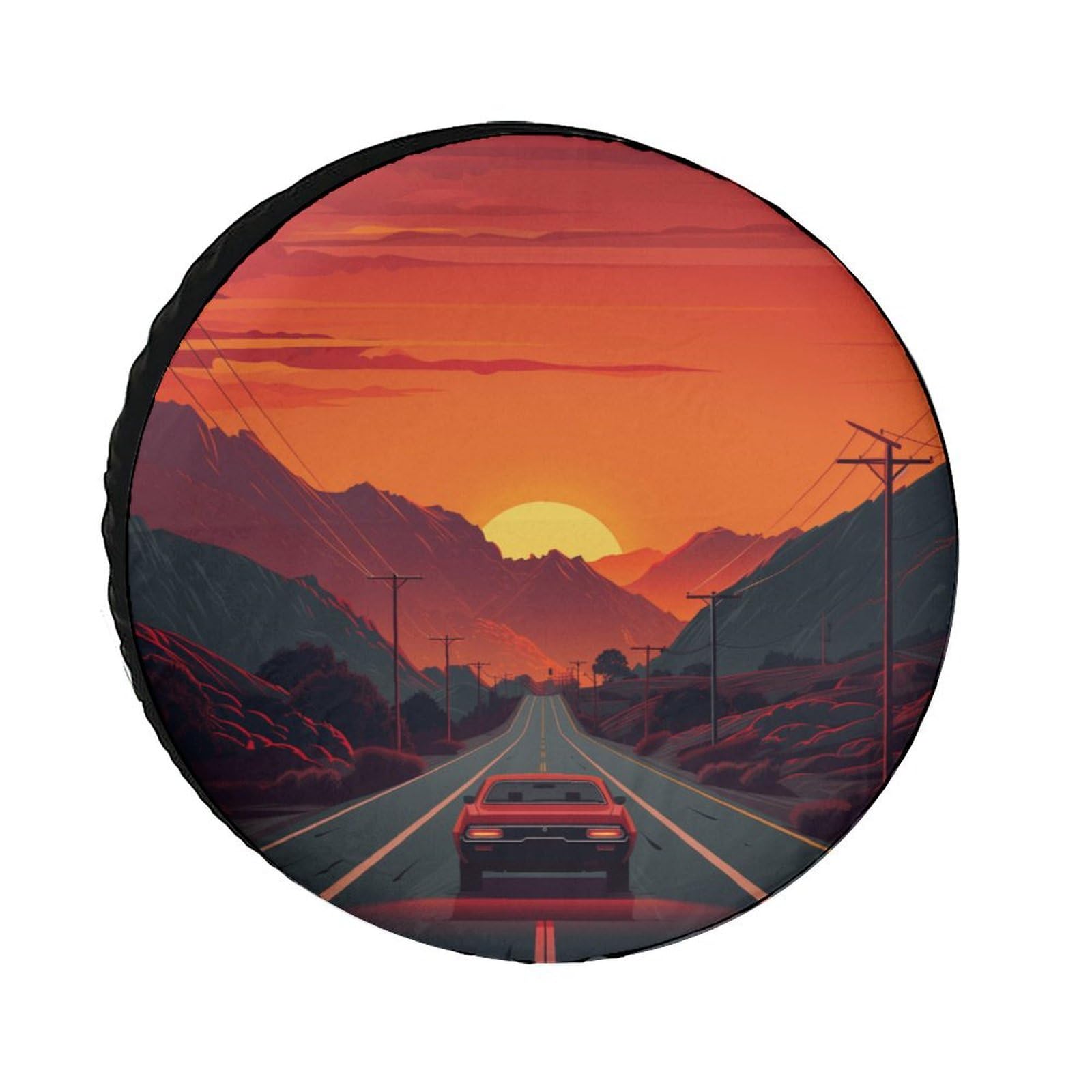 Sunset Highway Mountain Reifenabdeckungen Radabdeckungen Schutzfolien Universal Fit RV SUV LKW Anhänger Zubehör Sunset Highway Mountain Reifenabdeckungen Radabdeckungen Schutzfolien Universal Fit RV SUV LKW Anhänger Zubehör von SMAZDFXX