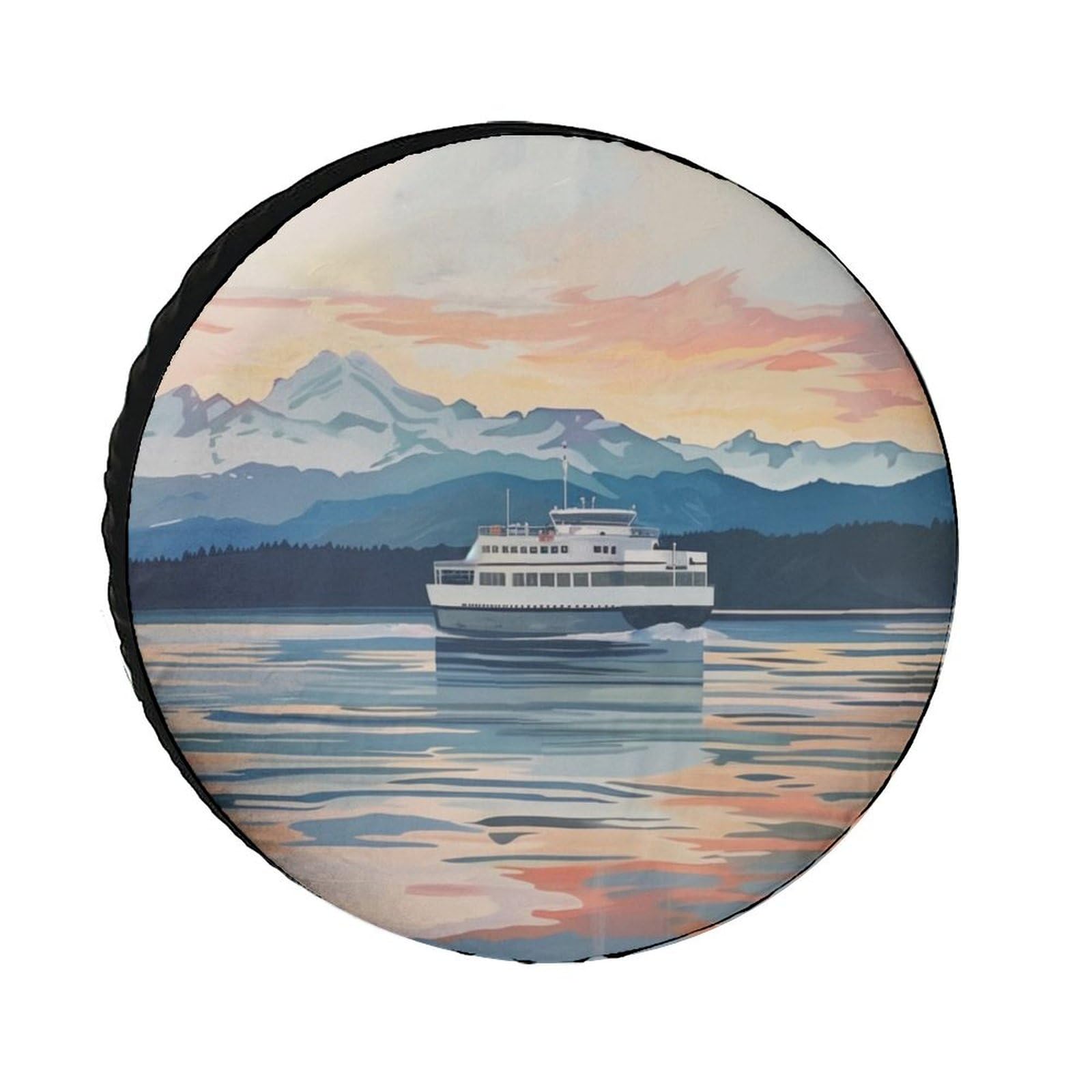 Sunset White Ferry Reifenabdeckungen Radabdeckungen Schutzfolien Universal Fit RV SUV LKW Anhänger Zubehör Sunset White Ferry Reifenabdeckungen Radabdeckungen Schutzfolien Universal Fit RV SUV LKW Anhänger Zubehör von SMAZDFXX