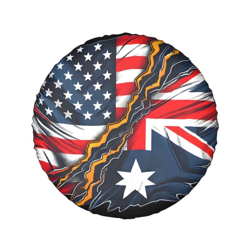 Winddichte Abdeckung mit zerrissenem US- und Australien-Flaggen für LKW und SUV, 38,1 cm von SMAZDFXX