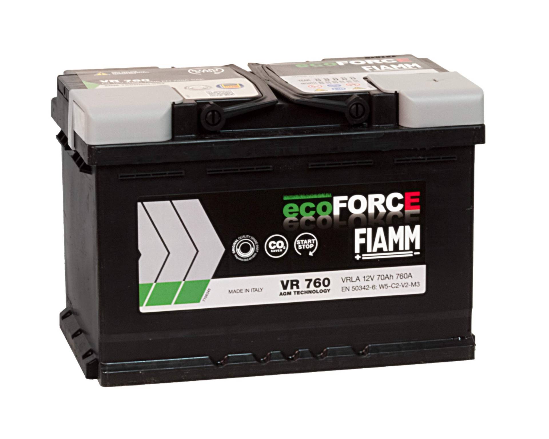 Auto Batterie Fiamm VR760 ECOFORCE AGM Start & Stop 70 Ah 760 A 278 x 175 x 190 von SMC