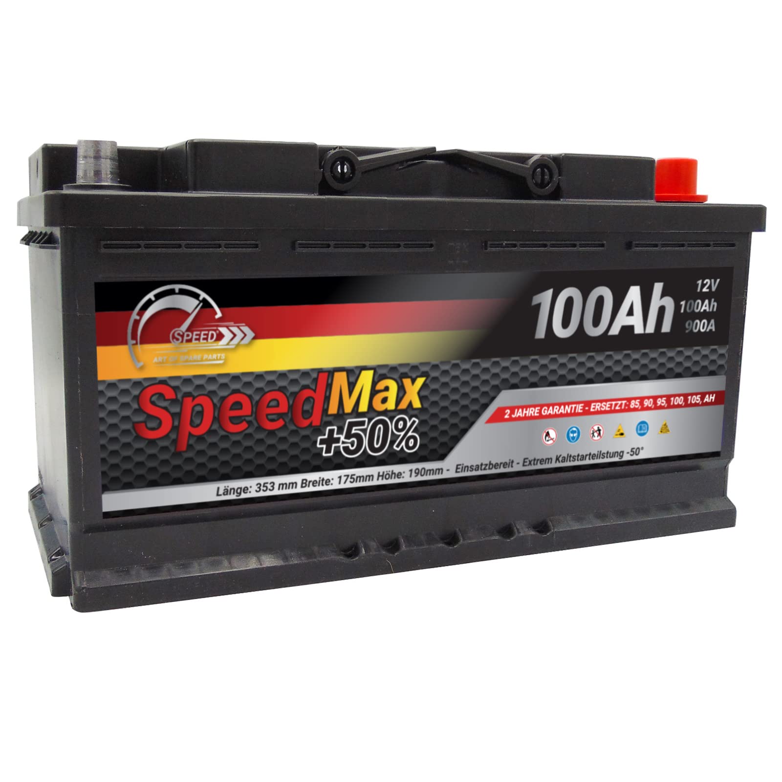 Autobatterie 12V 100Ah Speed Max 900A PKW Batterie starterbatterie SPEEL5100MAX-DE von SMC