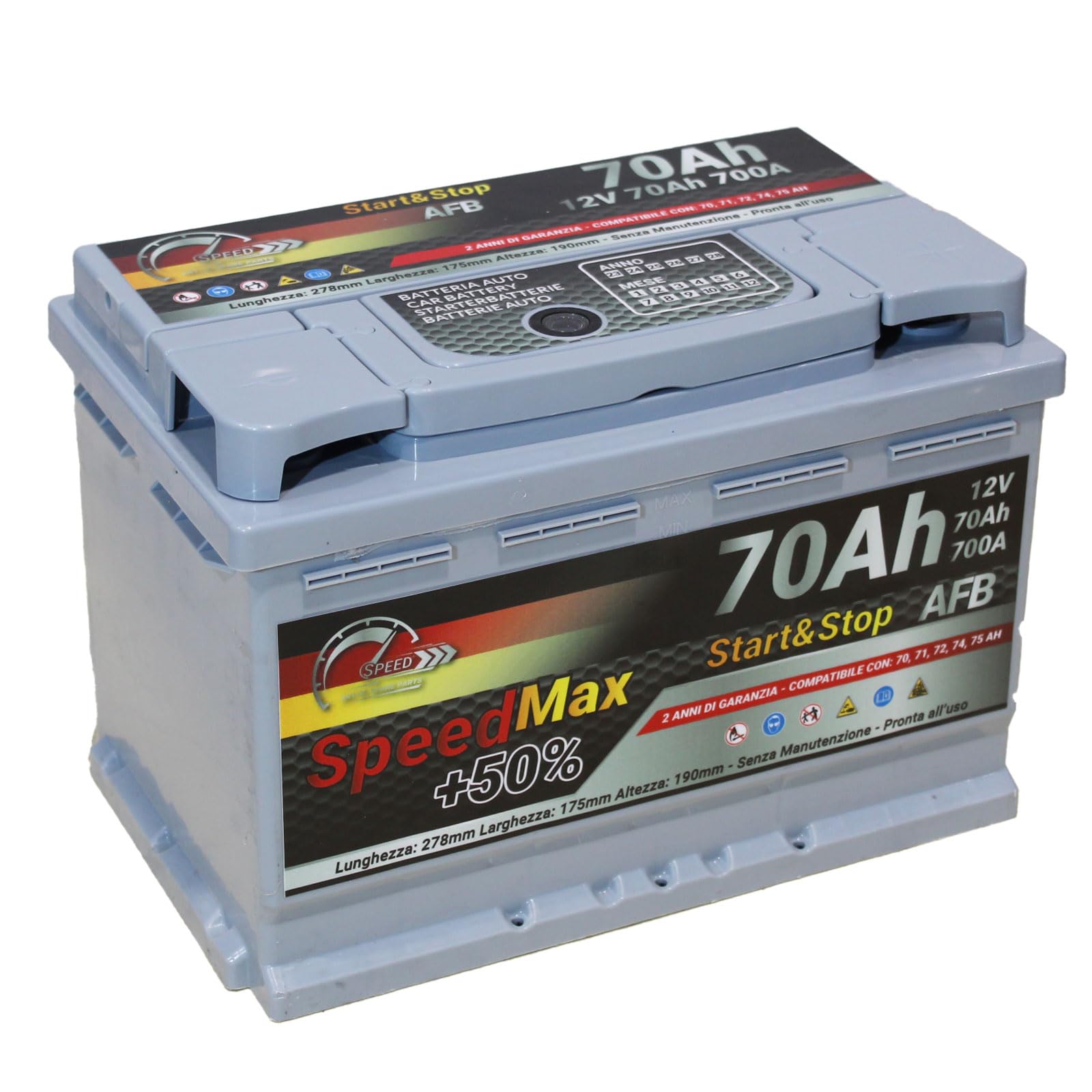 Autobatterie Speed Max 70Ah 700A Starterbatterie 12V Start&Stop AFB L3 von SMC