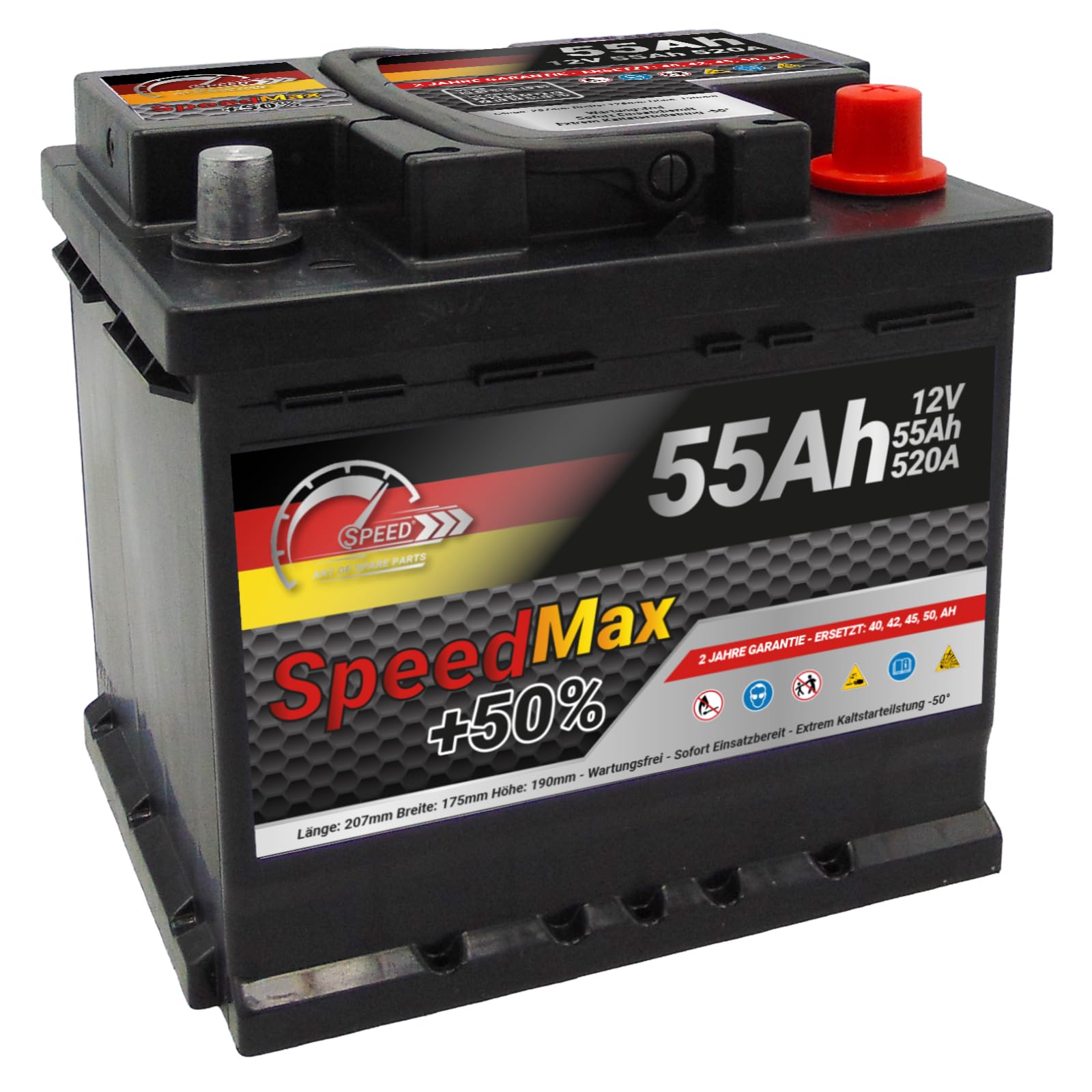 Autobatterie Speed Max (L155MAX) 55Ah 520A 12v von SMC