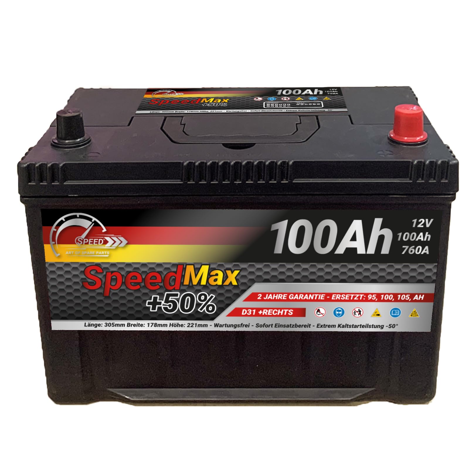 Autobatterie Starterbatterie D31 Speed Max 100Ah 760A + Dx 12v G28 Truck LKW PKW von SMC