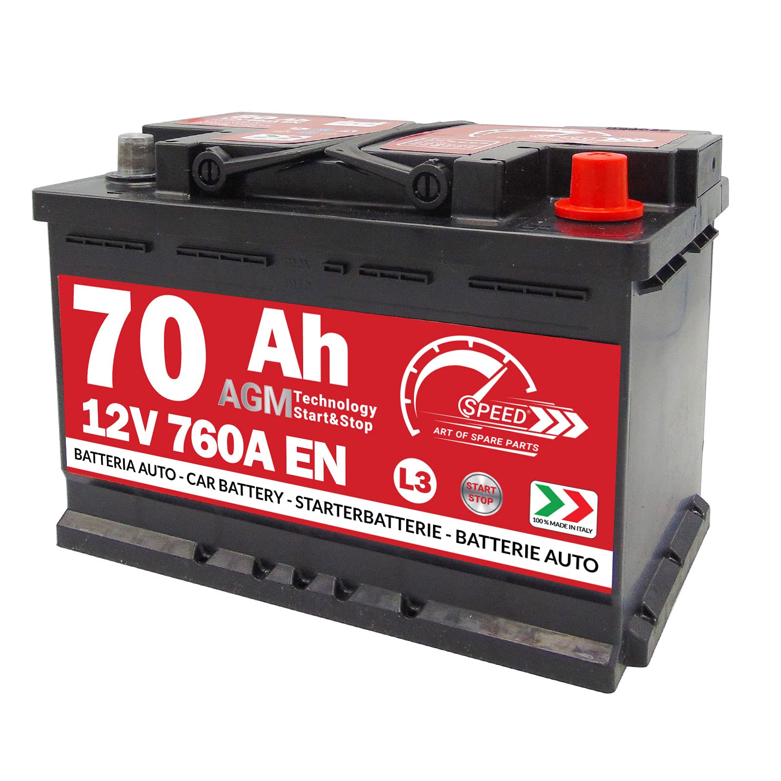 Speed Autobatterie AGM 70Ah 760A Start&Stop L3 von SMC