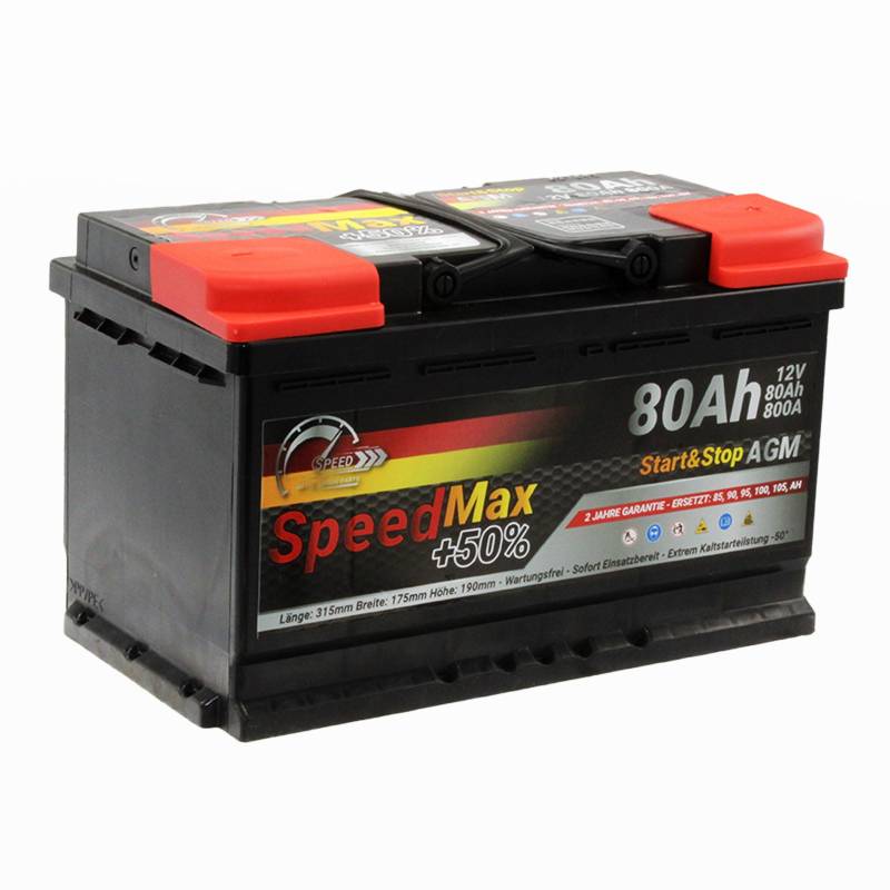 Starterbatterie Speed Max 80 Ah AGM 800A Start-Stop 12v von SMC