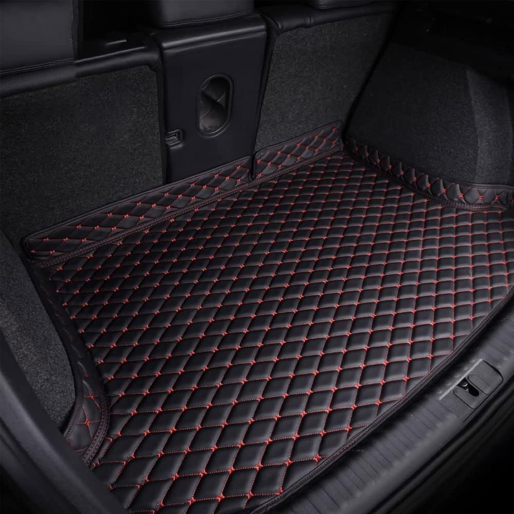 Leder Auto Kofferraummatte für Lexus NX 2015-2022, Kofferraumwanne Cargo Schutzmatten Kratzfest Teppich Kofferraum Innenzubehör,C/Black~red von SMFDC