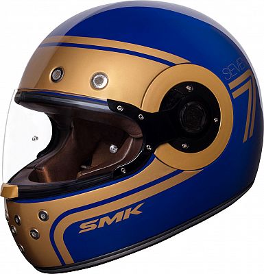 SMK Retro Seven, Integralhelm - Blau/Gold - XS von SMK