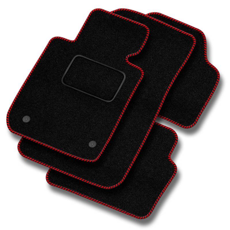 SMK Velours Standard fussmatten Auto passend für FIAT Panda III ab 2012 - Standard, Gewebt, Rot fußmatten Auto - Erleben Sie neuen Fahrkomfort mit einem Velours- Auto fußmatten Satz für Ihr Auto von SMK