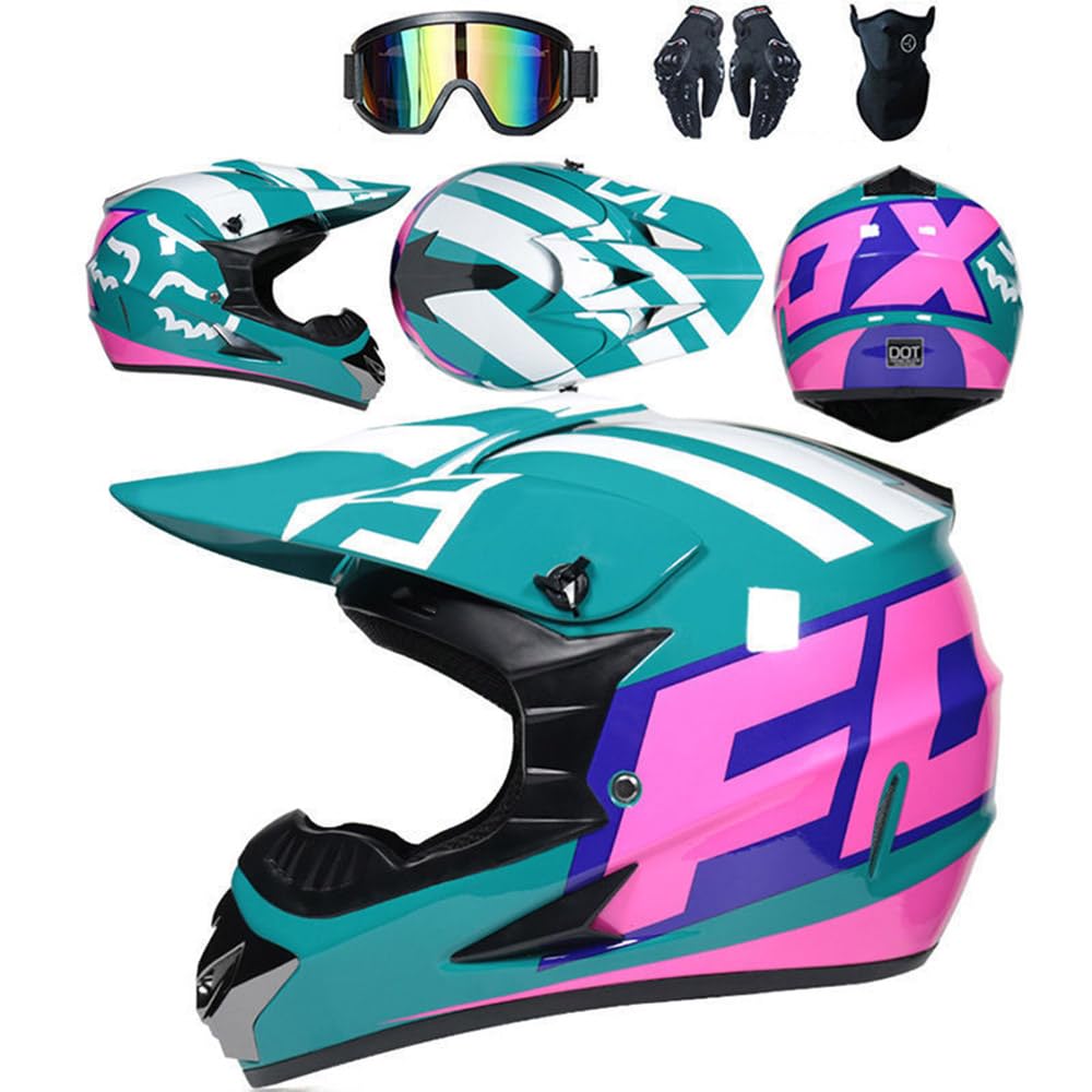 Jugend Motorradhelm Motocross Helm Kinder Erwachsene Cross Helms Herren ATV Motorradhelm MX Enduro Full Face MTB Helm DOT-Zertifizierter Mit Brille Maske Handschuhe Downhill Helm,Green-M Jugend Motorradhelm Motocross Helm Kinder Erwachsene Cross Helms Herren ATV Motorradhelm MX Enduro Full Face MTB Helm DOT-Zertifizierter Mit Brille Maske Handschuhe Downhill Helm,Green-M von SMTSEC