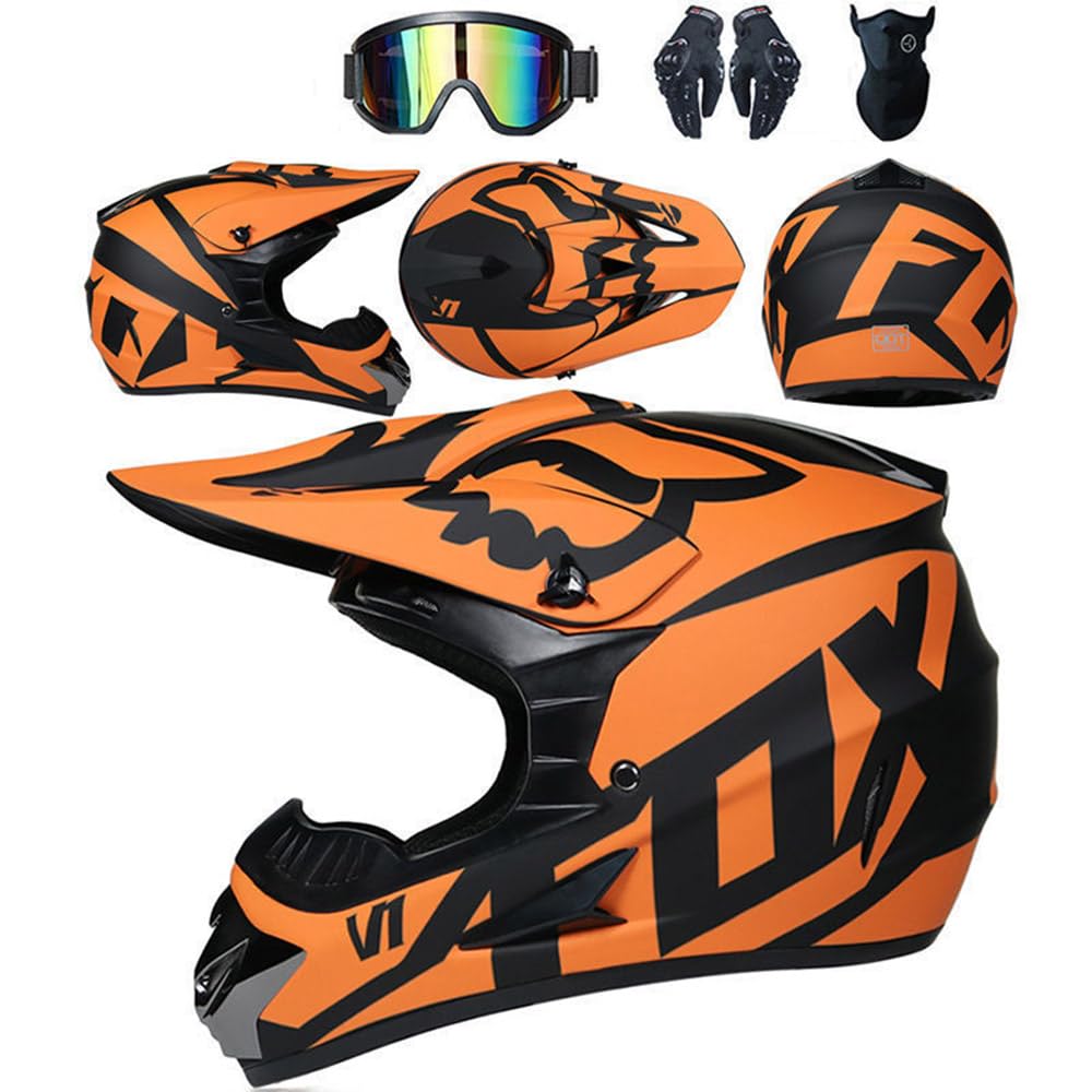 Jugend Motorradhelm Motocross Helm Kinder Erwachsene Cross Helms Herren ATV Motorradhelm MX Enduro Full Face MTB Helm DOT-Zertifizierter Mit Brille Maske Handschuhe Downhill Helm,Orange-XXL Jugend Motorradhelm Motocross Helm Kinder Erwachsene Cross Helms Herren ATV Motorradhelm MX Enduro Full Face MTB Helm DOT-Zertifizierter Mit Brille Maske Handschuhe Downhill Helm,Orange-XXL von SMTSEC