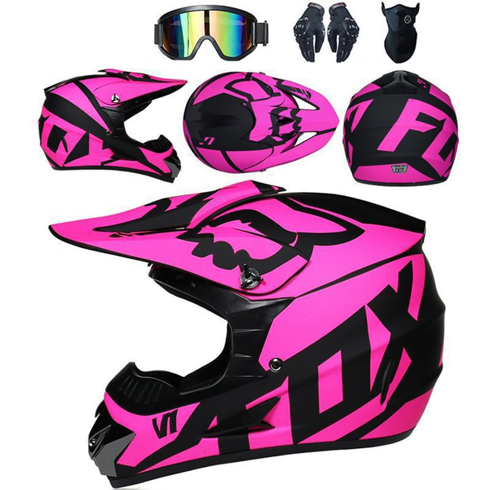 Jugend Motorradhelm Motocross Helm Kinder Erwachsene Cross Helms Herren ATV Motorradhelm MX Enduro Full Face MTB Helm DOT-Zertifizierter Mit Brille Maske Handschuhe Downhill Helm,Pink/B-L Jugend Motorradhelm Motocross Helm Kinder Erwachsene Cross Helms Herren ATV Motorradhelm MX Enduro Full Face MTB Helm DOT-Zertifizierter Mit Brille Maske Handschuhe Downhill Helm,Pink/B-L von SMTSEC