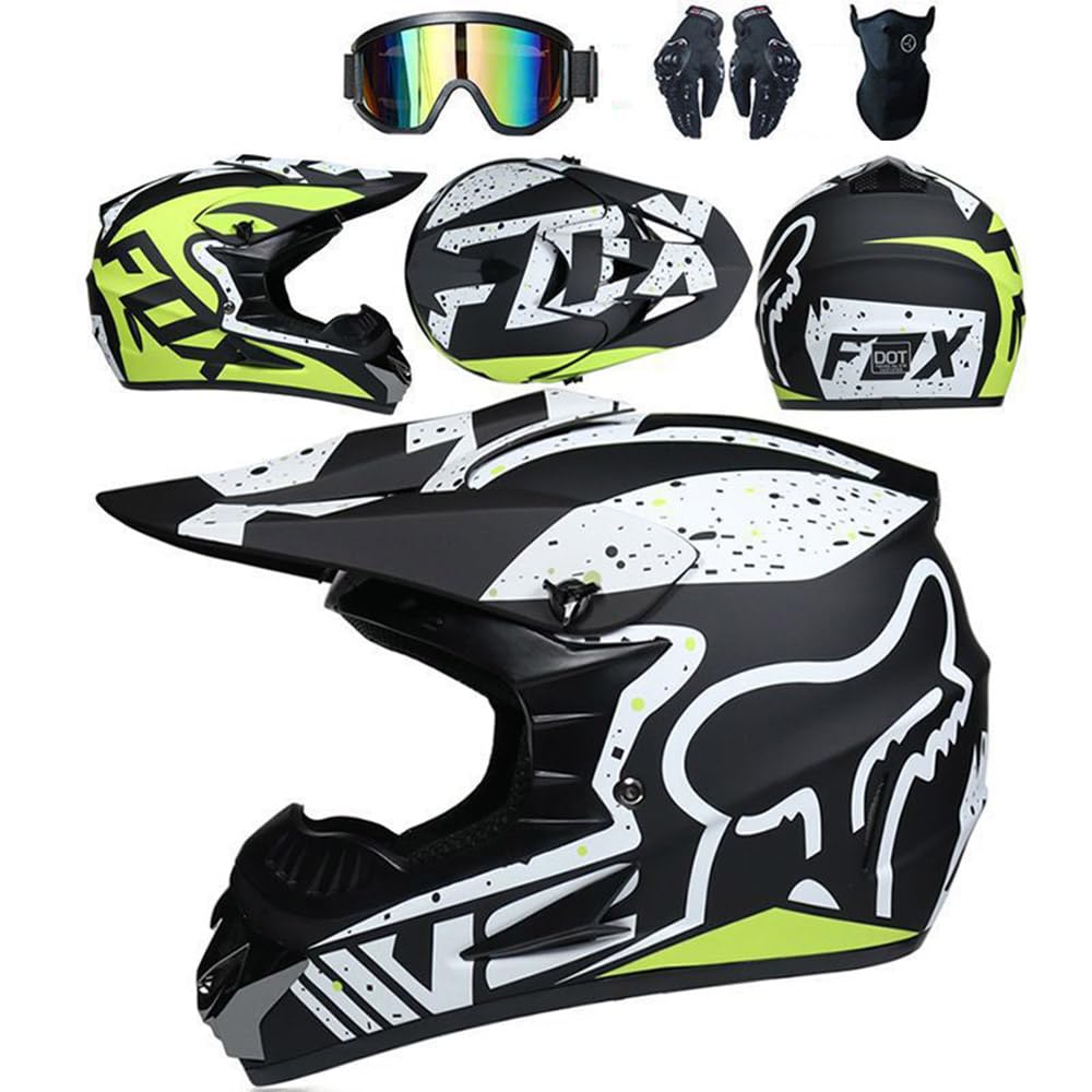 Motorradhelm Cross Damen Herren Kinder Full Face MTB Helm Motocross Helm DOT-Zertifizierter Mit Schutzbrillen Maske Handschuhe Downhill Helm Mopedhelm Schutzhelm Für Cruiser Chopper,Black/A-XL Motorradhelm Cross Damen Herren Kinder Full Face MTB Helm Motocross Helm DOT-Zertifizierter Mit Schutzbrillen Maske Handschuhe Downhill Helm Mopedhelm Schutzhelm Für Cruiser Chopper,Black/A-XL von SMTSEC