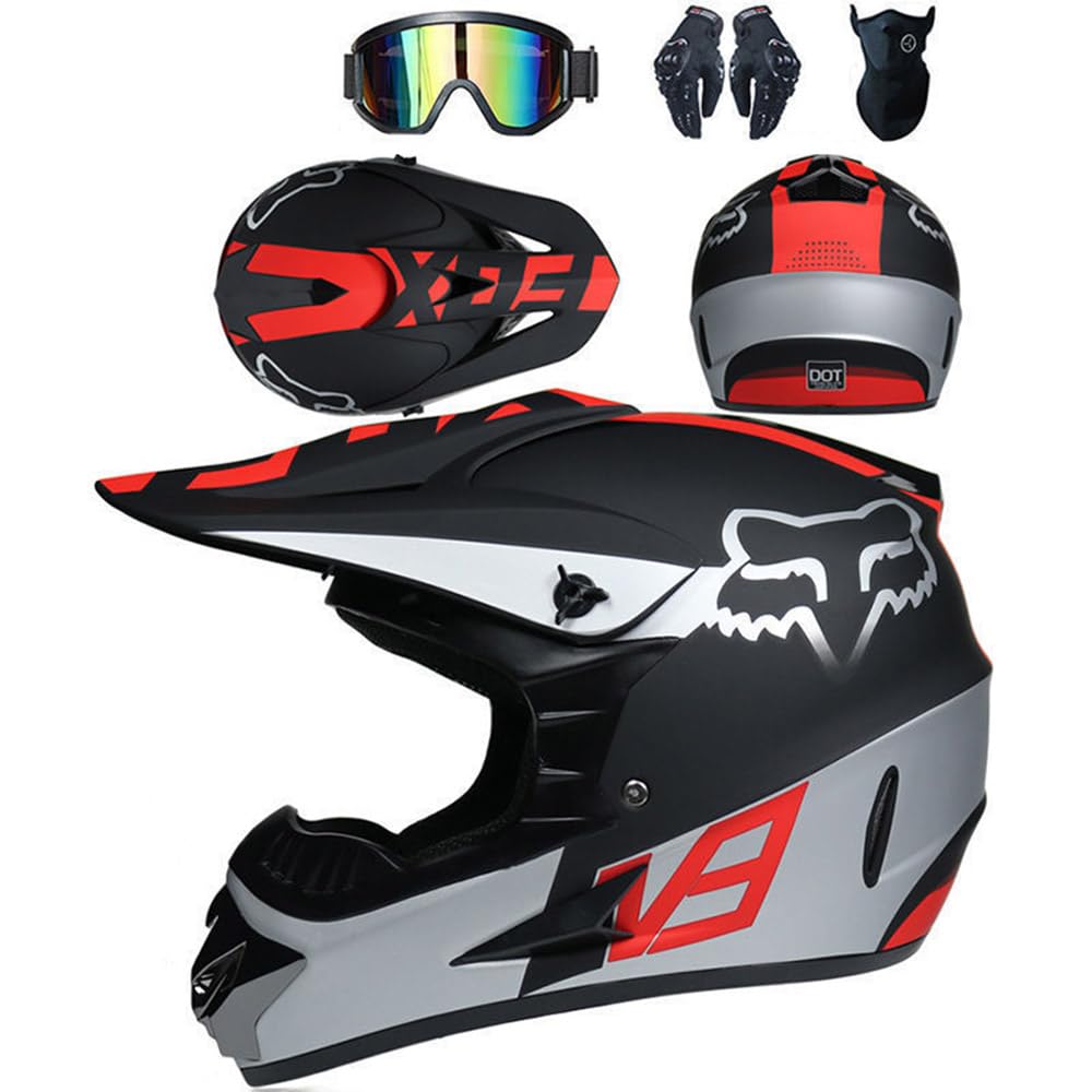 Motorradhelm Cross Damen Herren Kinder Full Face MTB Helm Motocross Helm DOT-Zertifizierter Mit Schutzbrillen Maske Handschuhe Downhill Helm Mopedhelm Schutzhelm Für Cruiser Chopper,Black/B-XL Motorradhelm Cross Damen Herren Kinder Full Face MTB Helm Motocross Helm DOT-Zertifizierter Mit Schutzbrillen Maske Handschuhe Downhill Helm Mopedhelm Schutzhelm Für Cruiser Chopper,Black/B-XL von SMTSEC