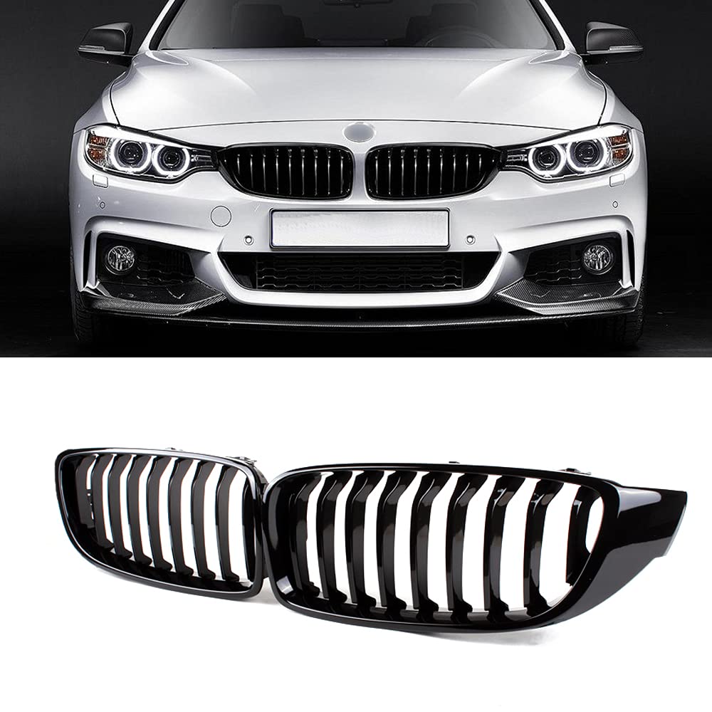 SNA F32 Nierengrill kompatibel für 4er-Serie F32 F33 F36 (2014-2019) F82 F83 M4 F80 M3 (2015-2019) (glänzend schwarz einzelne Lamellen ABS Grill, 2-teiliges Set) von SNA