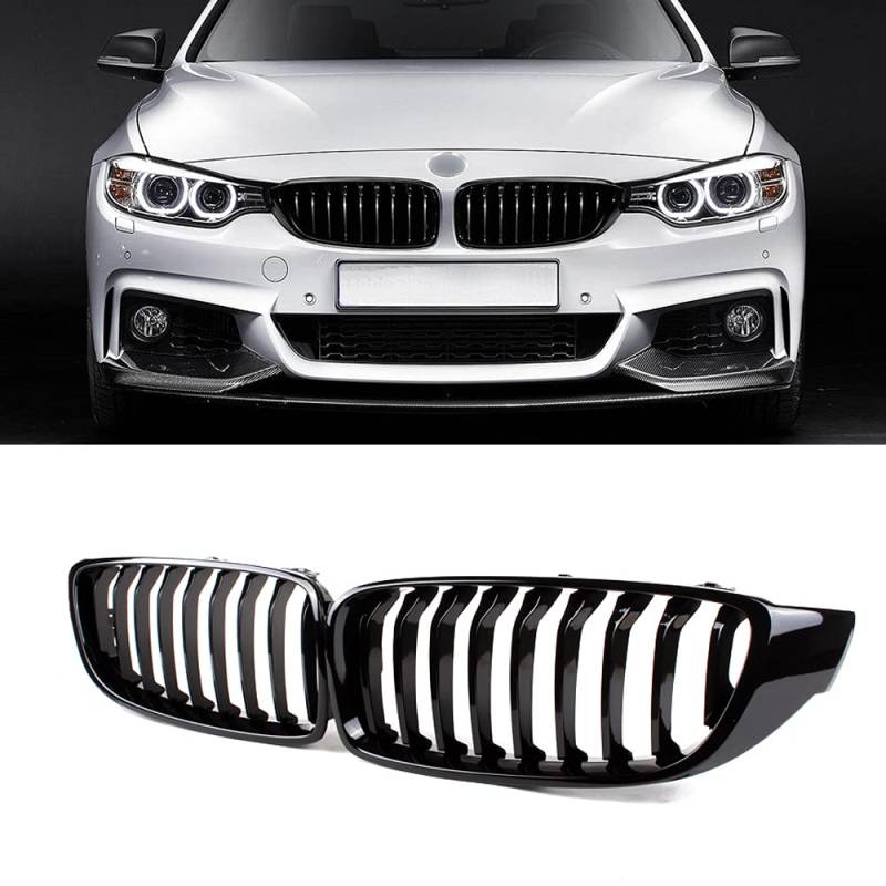 SNA F32 Nierengrill kompatibel für 4er-Serie F32 F33 F36 (2014-2019) F82 F83 M4 F80 M3 (2015-2019) (glänzend schwarz einzelne Lamellen ABS Grill, 2-teiliges Set) von SNA