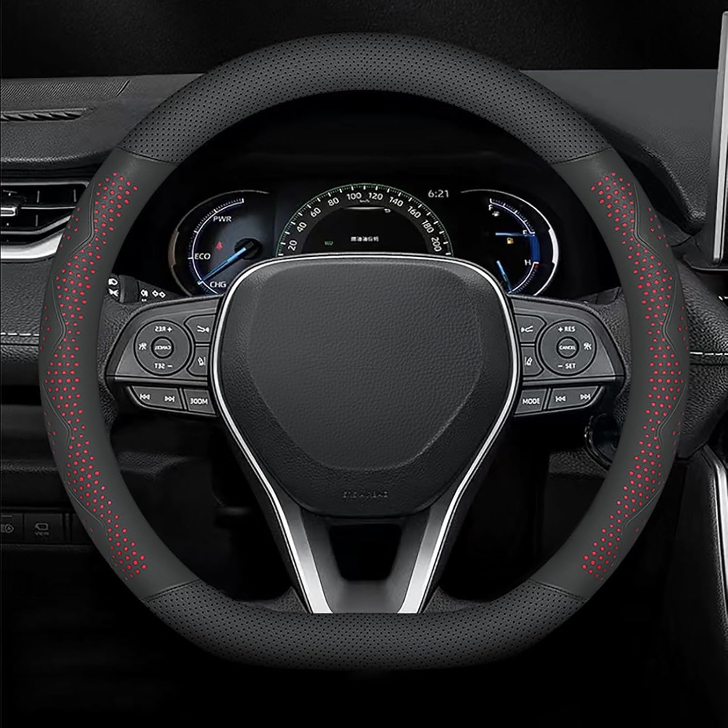 Auto Lenkradbezug Für Landrover Range Rover Velar 2017-2024, Antirutsch Leder Lenkradabdeckung, Universal Atmungsaktiv Elastizität Lenkradhüllen, 38 cm,Red-D Shaped Auto Lenkradbezug Für Landrover Range Rover Velar 2017-2024, Antirutsch Leder Lenkradabdeckung, Universal Atmungsaktiv Elastizität Lenkradhüllen, 38 cm,Red-D Shaped von SNAHLPER