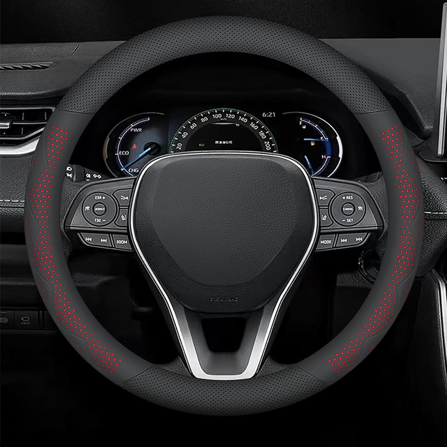 Auto Lenkradbezug Für MG One SUV 2021-2023, Antirutsch Leder Lenkradabdeckung, Universal Atmungsaktiv Elastizität Lenkradhüllen, 38 cm,Red-Round Auto Lenkradbezug Für MG One SUV 2021-2023, Antirutsch Leder Lenkradabdeckung, Universal Atmungsaktiv Elastizität Lenkradhüllen, 38 cm,Red-Round von SNAHLPER