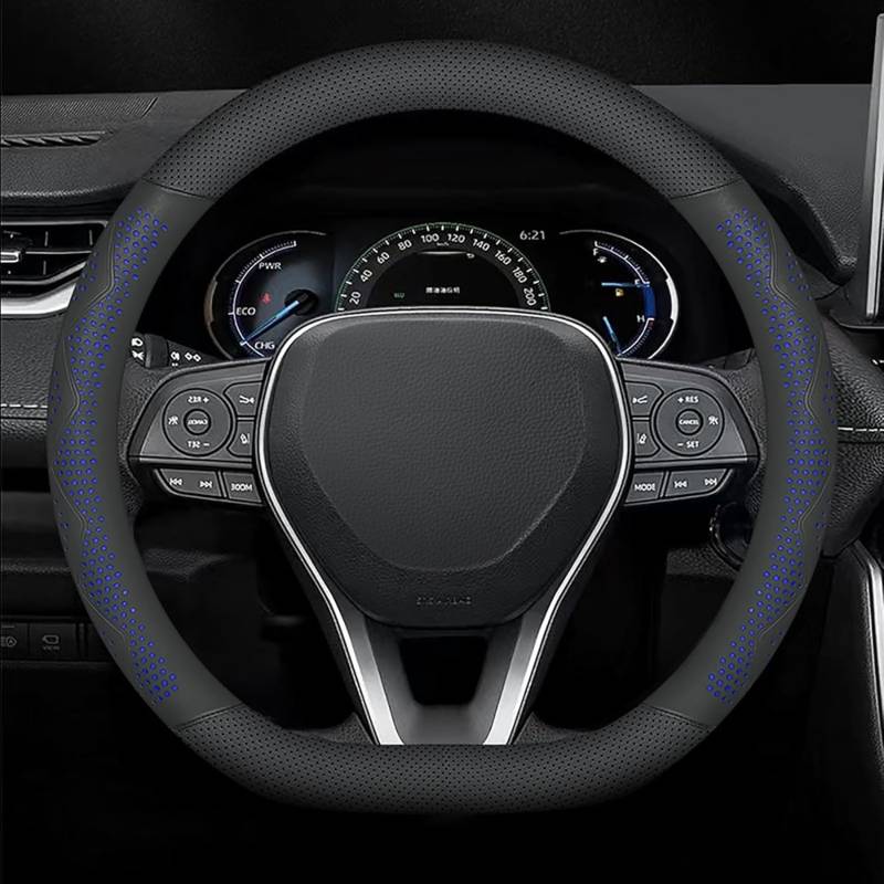 Auto Lenkradbezug Für MG Pilot SUV 2020-2023, Antirutsch Leder Lenkradabdeckung, Universal Atmungsaktiv Elastizität Lenkradhüllen, 38 cm,Blue-D Shaped von SNAHLPER