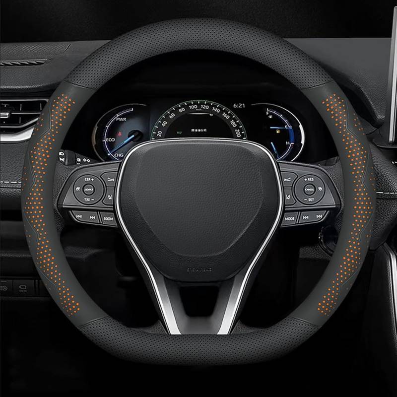 Auto Lenkradbezug Für Mitsubishi ASX 2010-2023, Antirutsch Leder Lenkradabdeckung, Universal Atmungsaktiv Elastizität Lenkradhüllen, 38 cm,Orange-D Shaped von SNAHLPER