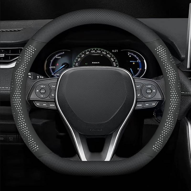 Auto Lenkradbezug Für Mitsubishi Eclipse 2009-2011, Antirutsch Leder Lenkradabdeckung, Universal Atmungsaktiv Elastizität Lenkradhüllen, 38 cm,White-D Shaped von SNAHLPER