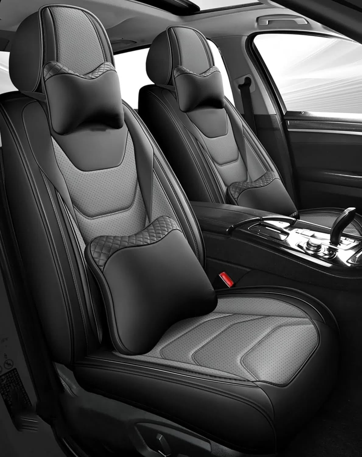 SNAHLPER Autositzbezüge Leder Für Hyundai N Performance I30N I20 I30 I40 Ix35 Tucson, Sitzbezüge Vorne und Hinten 5 Stück, Universal wasserdichte Autositz Protektor, Innenraum,Grey-Deluxe Edition SNAHLPER Autositzbezüge Leder Für Hyundai N Performance I30N I20 I30 I40 Ix35 Tucson, Sitzbezüge Vorne und Hinten 5 Stück, Universal wasserdichte Autositz Protektor, Innenraum,Grey-Deluxe Edition von SNAHLPER