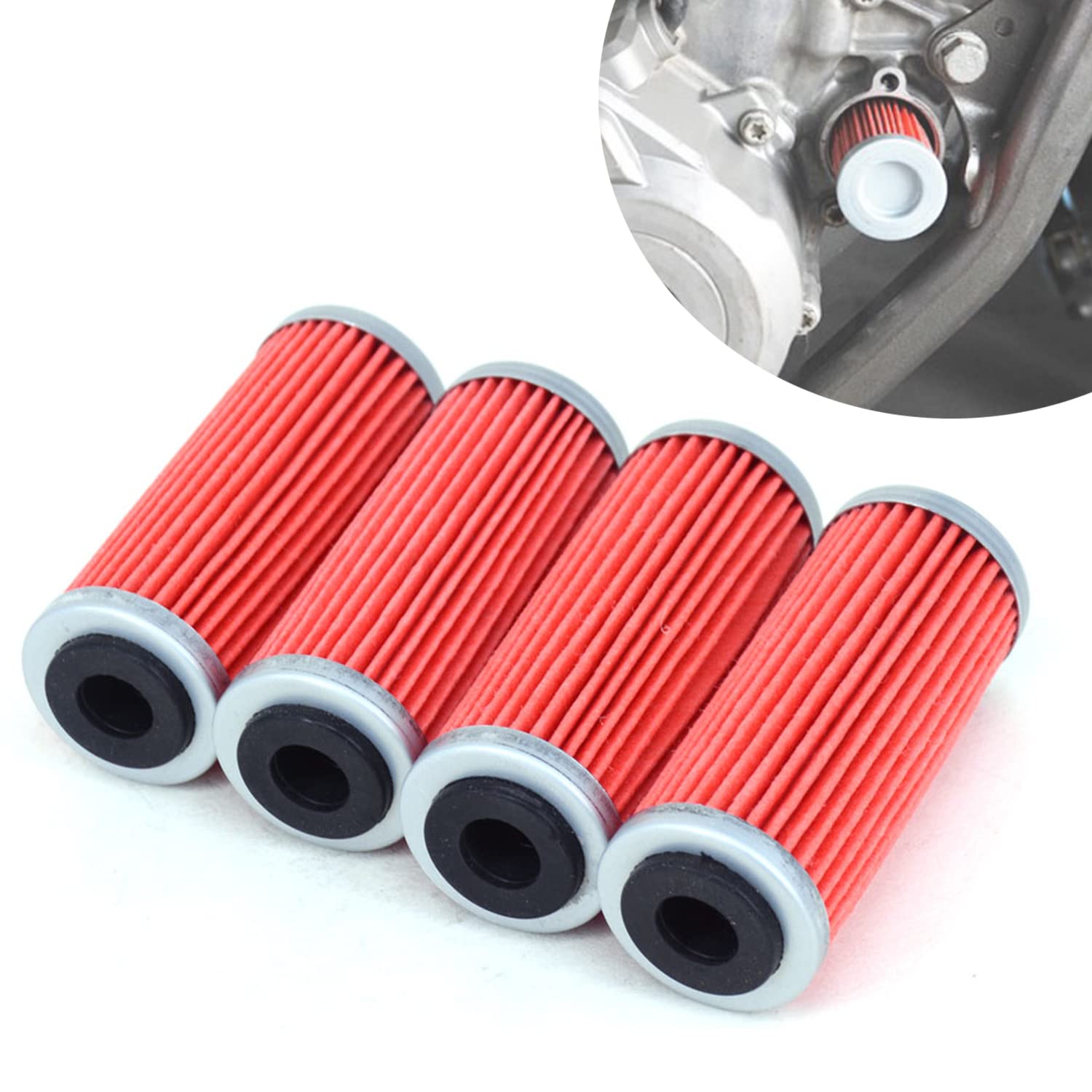 4 x Motorrad Ölfilter - für EXC EXC-F EXC-R SX-F XC-F XC-W XCF-W XC-WR SMR FC FE 250 300 350 400 450 505 530 Sechs Tage Factory Edition Freeride Motorrad Dirt Bike von SNAKET