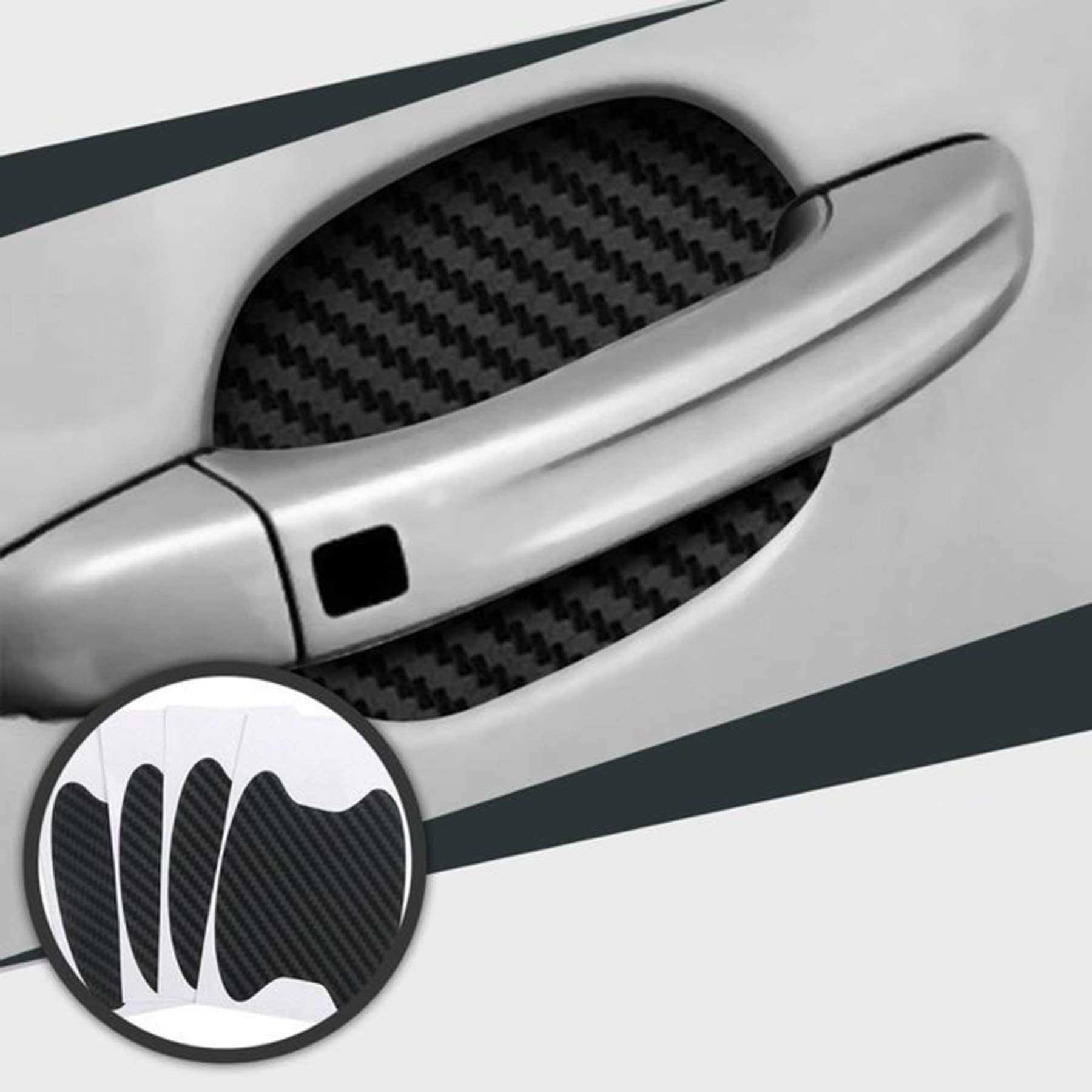 SNOMYRS 4 stücke schwarz Universal 3D Kohlefaser Autotürgriff Farbe Kratzfest Schutz Aufkleber Auto Türgriff Kratzschutz Schutzfolie von SNOMYRS
