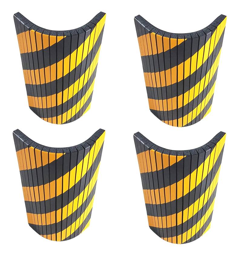 SNS SAFETY LTD Selbst Klebende, Stoßdämpfende Schaumstoffplatten, anpassbar an Wände durch Seiner gerillten Oberfläche, in Garagen und Lagerhallen, 44x25x2cm Schwarz Gelb (4 Stück) von SNS SAFETY LTD