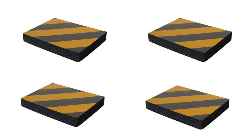 SNS SAFETY LTD Selbstklebenden Stoßdämpfende Schaumstoff Wandplatten für Garagenwand und AutoTür Schutz, 4 Stück (24x18x3 cm, Schwarz Gelb) von SNS SAFETY LTD