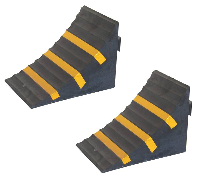 SNS SAFETY LTD RWC-1x2 Gummi Unterlegkeil Schwerlast, Schwarz Gelb, Abmessungen 25cm x 16cm x 19cm (Packung mit 2) von SNS SAFETY LTD