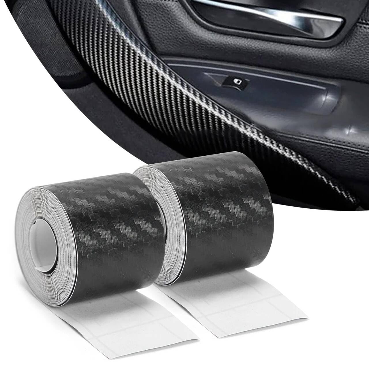 Carbon Folie Auto, 2 Stück Lackschutzfolie 5cmX10m Einstiegsleisten Schutz Auto Schutzfolie Selbstklebend Universal für DIY Lackschutzfolie Auto Folierung Motorrad Fahrräder Carbon Folie Auto, 2 Stück Lackschutzfolie 5cmX10m Einstiegsleisten Schutz Auto Schutzfolie Selbstklebend Universal für DIY Lackschutzfolie Auto Folierung Motorrad Fahrräder von SNSYGN