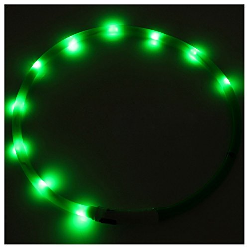 LED Blinklicht Hundehalsband - SODIAL(R) Wasserdichte Wiederaufladbare USB LED Blitzlicht Band Gurt Sicherheit Haustier Hundehalsband gruen von SODIAL(R)