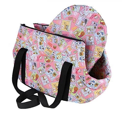 SODIAL(R) Faltbare Waschbare Kleine Hund/Katze Reise Tasche Handtasche Tasche Weiche Gepolsterte Schultertragetasche - Rosa von SODIAL(R)
