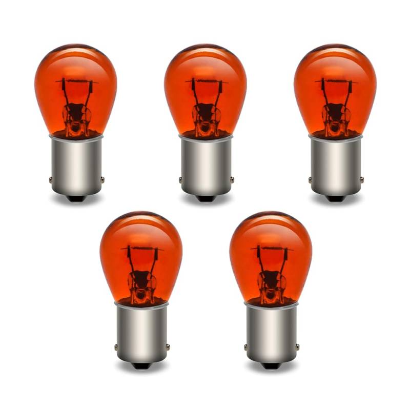 SOFOC-1156 BA15S P21W Blinker Bremslicht Rückfahrlicht Für Auto/Motorrad S25 Lampe 12V 21W Gelb 5Pcs von SOFOC