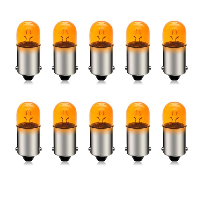 SOFOC-BA9S Innenlampen für Auto Armaturenbrett Anzeigelampen Auto Dome Light Kartenlampe Kofferraumbeleuchtung usw. 12V 5W Gelb 10 Stück von SOFOC