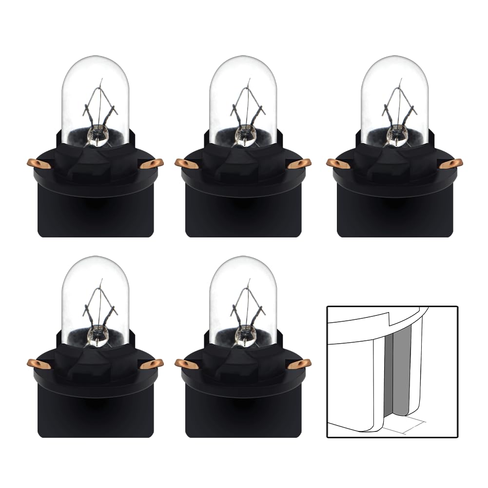 SOFOC T10 (Sockel-Mit-Nut) Halogen-Mini-Glühlampen für Armaturenbrettanzeigeleuchten und Kennzeichenleuchten 12V 5W Warmweiß 5 Stück von SOFOC
