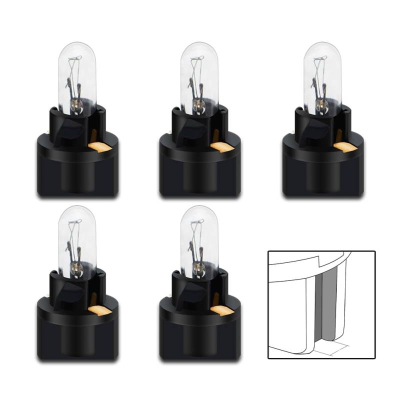 SOFOC T5 (Sockel-Mit-Nut) Halogen-Mini-Glühlampen für Armaturenbrettanzeigeleuchten und Kennzeichenleuchten 24V 1,2W Warmweiß 5 Stück von SOFOC