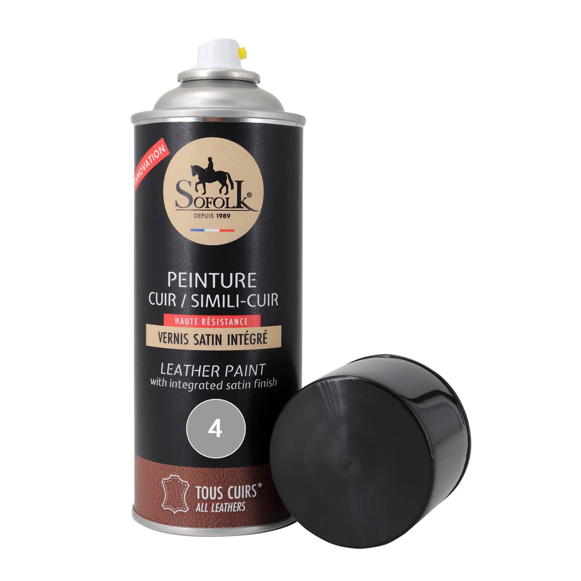 Sofolk - Lederfarbe mit integriertem Lack - Rückfärbung von beschädigtem, zerkratztem und verfärbtem Leder: Lenkrad, Autositz, Sofa, Schuhe, Jacke und Kleidung - Aerosol 400ml - 04-Grey Sofolk - Lederfarbe mit integriertem Lack - Rückfärbung von beschädigtem, zerkratztem und verfärbtem Leder: Lenkrad, Autositz, Sofa, Schuhe, Jacke und Kleidung - Aerosol 400ml - 04-Grey von SOFOLK DEPUIS 1989