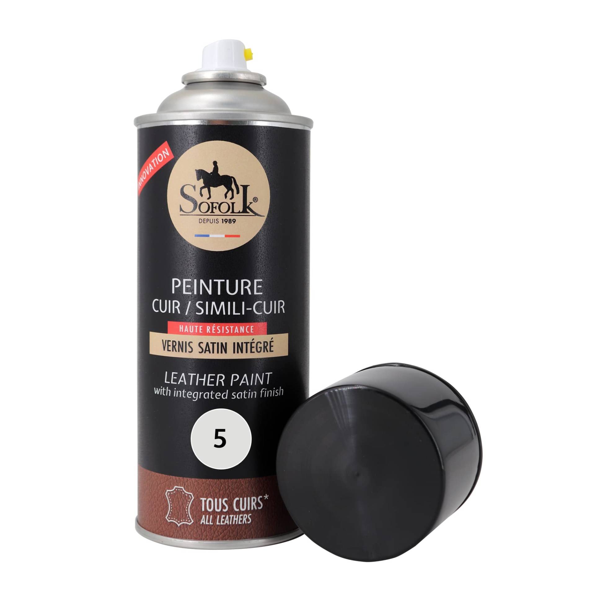 Sofolk - Lederfarbe mit integriertem Lack - Rückfärbung von beschädigtem, zerkratztem und verfärbtem Leder: Lenkrad, Autositz, Sofa, Schuhe, Jacke und Kleidung - Aerosol 400ml - 05-Light Grey Sofolk - Lederfarbe mit integriertem Lack - Rückfärbung von beschädigtem, zerkratztem und verfärbtem Leder: Lenkrad, Autositz, Sofa, Schuhe, Jacke und Kleidung - Aerosol 400ml - 05-Light Grey von SOFOLK DEPUIS 1989