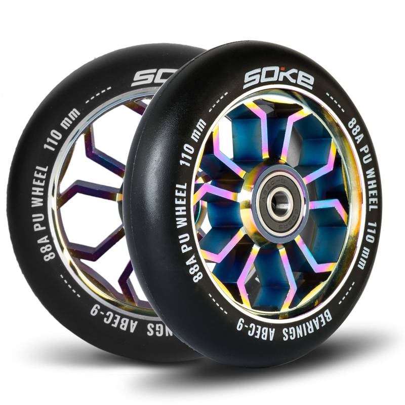 SOKE Scooter Räder 1679, 5x12x12cm, Zwei Stück, Gold, Langlebig, für Kinder, Jugendliche, Erwachsene, Profis | Kickscooter Scooter Wheels Suitable for Razor/Cox/Albott and most Freestyle Scooters von SOKE