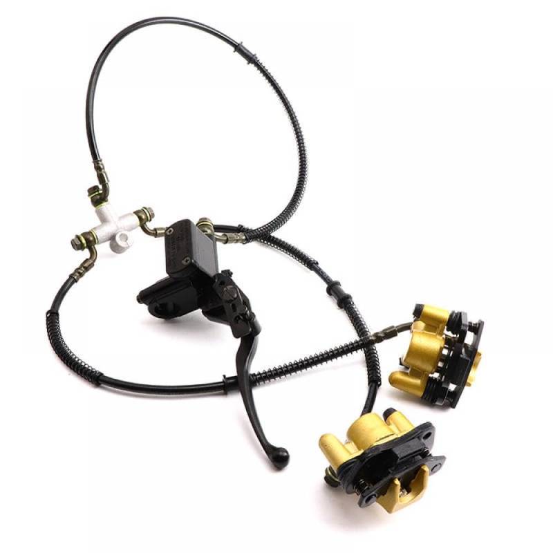 Hydraulischer Bremssattel Montage Front Twin Disc Bremsbremszylinder kompatibel mit 50 70cc 90cc 110cc 125cc ATV Quad Go Kart Buggy Teile von SOLFOVUZ
