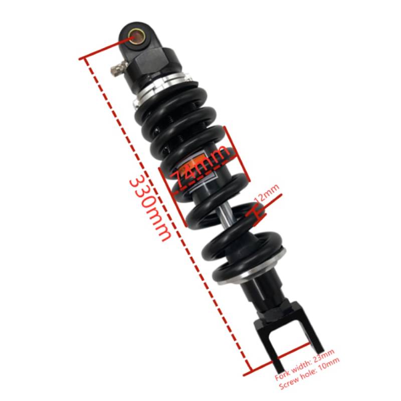 Universeller 12 -mm -Motorrad -Stoßdämpfer 330 mm 340 mm kompatibel mit MT07 Dirt Bike ATV Beachfahrzeug und NX 125 250(330MM fork 23mm) von SOLFOVUZ