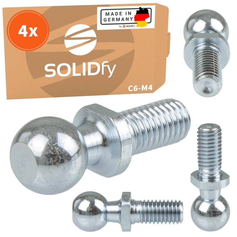 SOLIDfy® - [4x] Kugelzapfen C6 M4 DIN 71803 Form C mit Gewindezapfen verzinkt 6mm von SOLIDfy