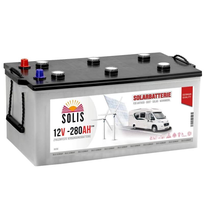 Solis Solarbatterie 280AH Antriebs Versorgungs Boots Wohnmobil Solar Caravan Batterie (280AH 12V) von SOLIS