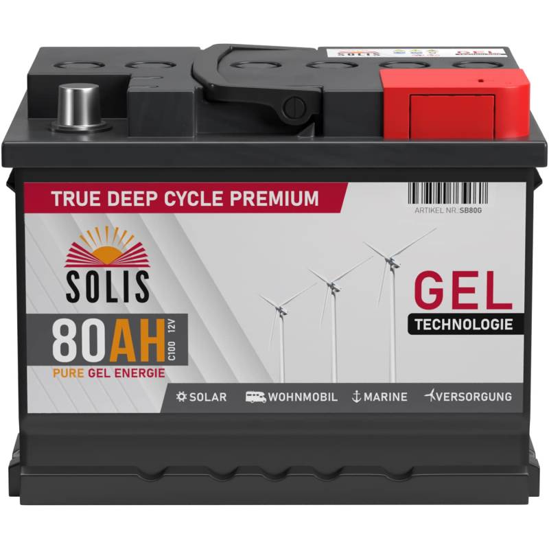 SOLIS Gel Batterie 80AH 12V Solar Boot Wohnmobil Schiff Versorgungs Mover Akku (80AH 12V) von SOLIS