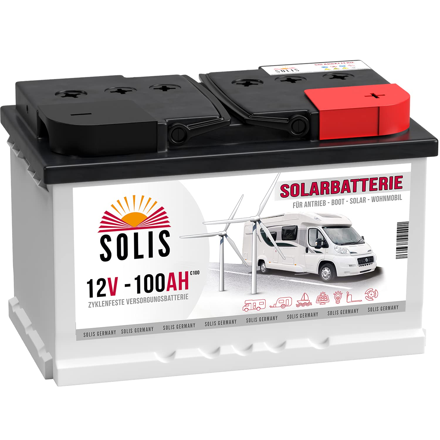 Solis Solarbatterie 100AH 12V Antriebs Versorgungs Boots Wohnmobil Solar Caravan Batterie … von SOLIS Batterien