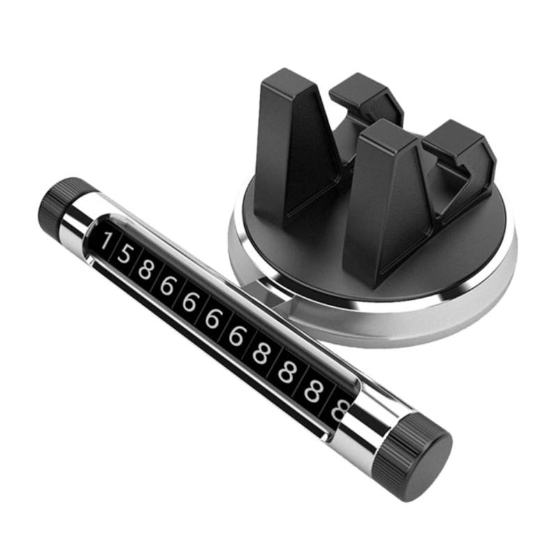 SOLUSTRE Handyhalter für Auto Parkkarte 360° Drehbar Auto Handyhalterung Silber Dekorativ von SOLUSTRE