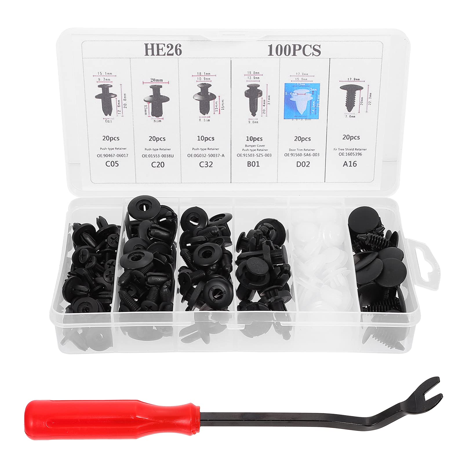SOLUSTRE 100Stücke Auto Push Halter Clips Aufbewahrungsbox Ersatz Kit für Stoßfänger Türverkleidung und Schutzbinder Hochwertige Langlebige SOLUSTRE 100Stücke Auto Push Halter Clips Aufbewahrungsbox Ersatz Kit für Stoßfänger Türverkleidung und Schutzbinder Hochwertige Langlebige von SOLUSTRE